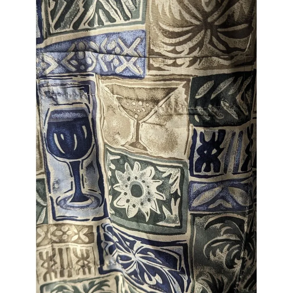 Roundtree & Yorke Mens Short Sleeve Button Down‎ Shirt Large Cocktail Martini - Picture 4 of 4